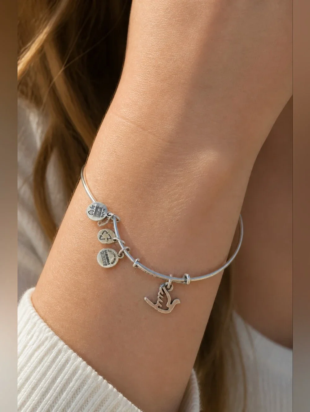 ALEX AND ANI Dove Charm Bracelet. GUC